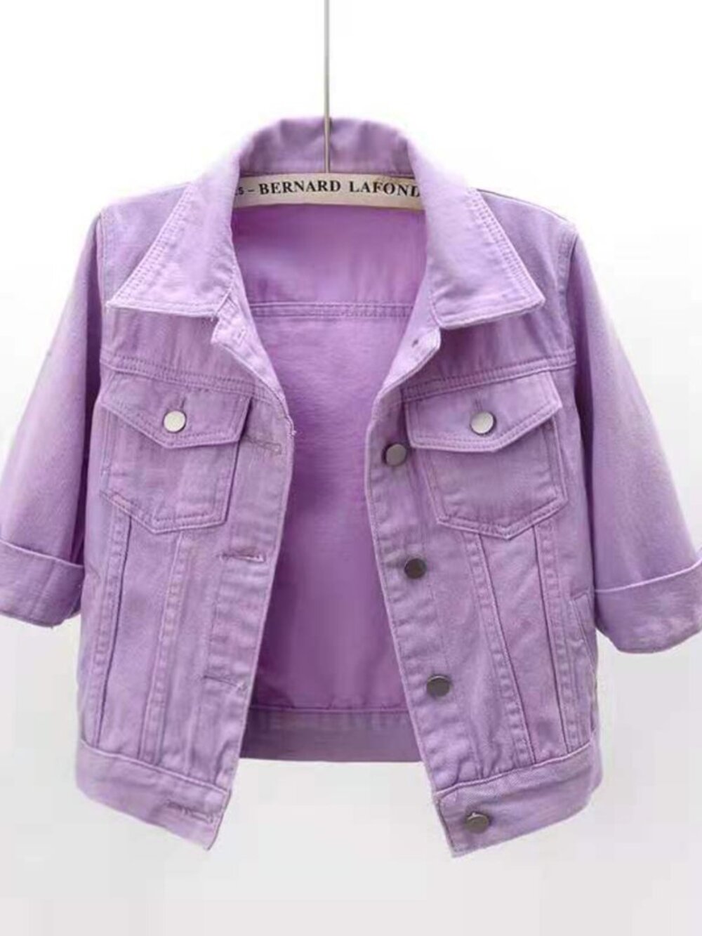 Lavender Purple Cropped Denim Jacket - Picture 2 of 7